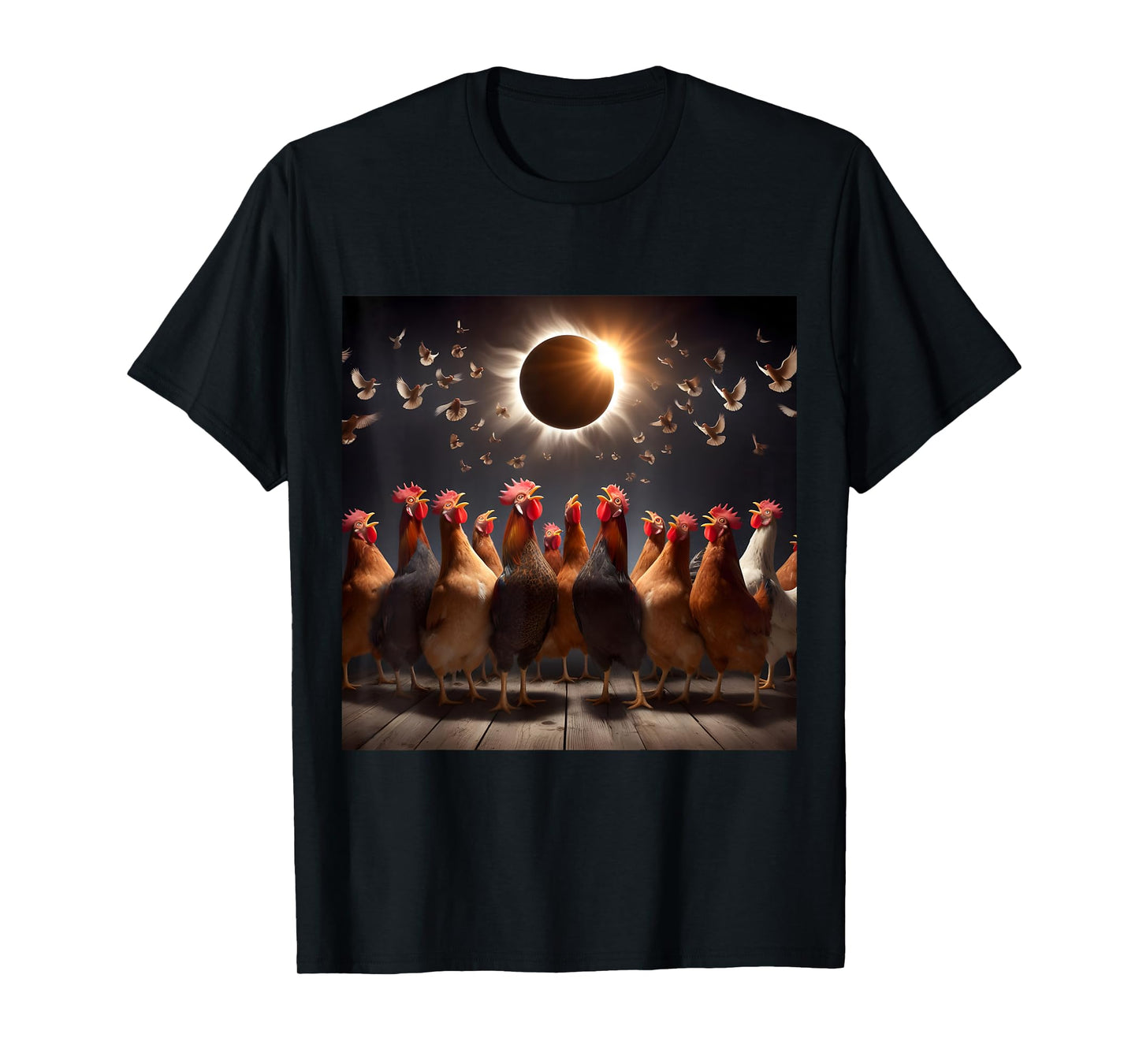 Chicken And The Total Solar Sun Eclipse 8.04.24 2024 Chicken T-Shirt