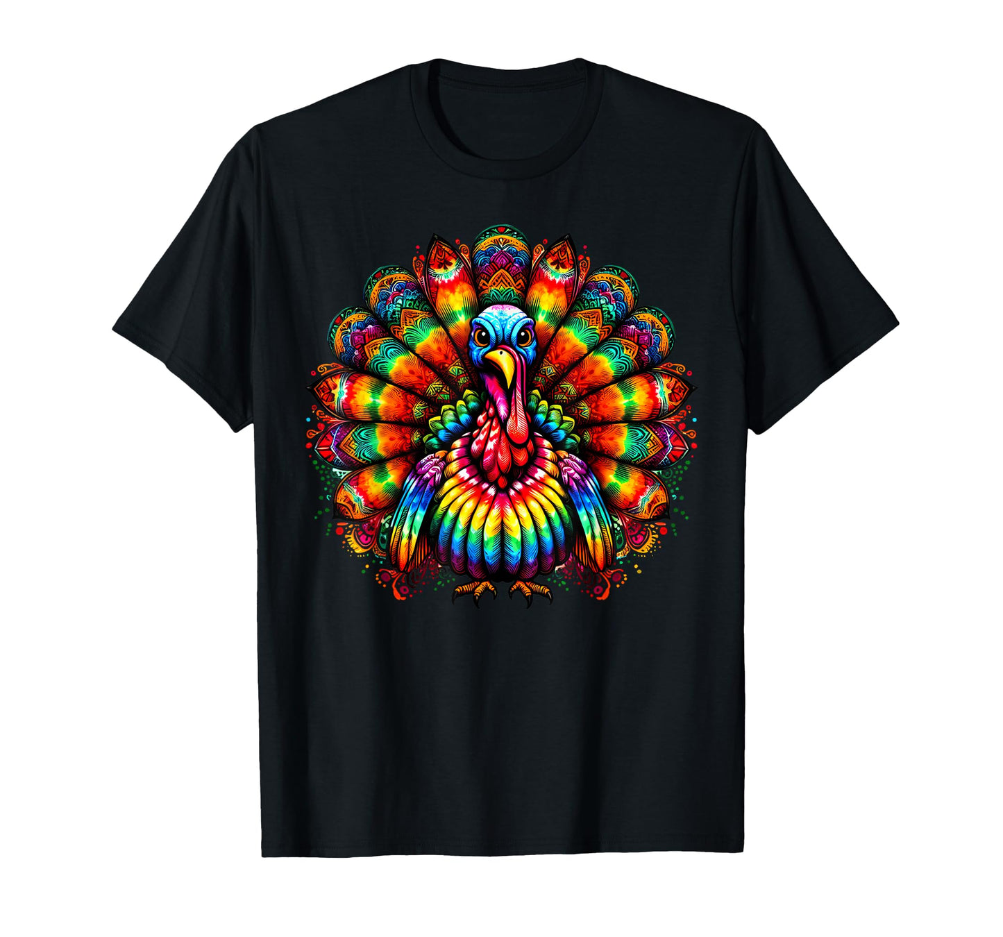 Cool Turkey Thanksgiving Spirit Animal Illustration Tie Dye T-Shirt