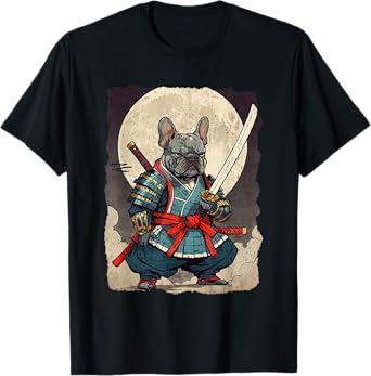 Bulldog Samurai Japanese Retro Ukiyoe Warrior French Bulldog Men Women Girls Kids T-Shirt