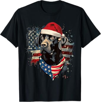 Retro Black Labrador Vintage Santa Christmas Tree Dog Xmas Men Women Kids T-Shirt