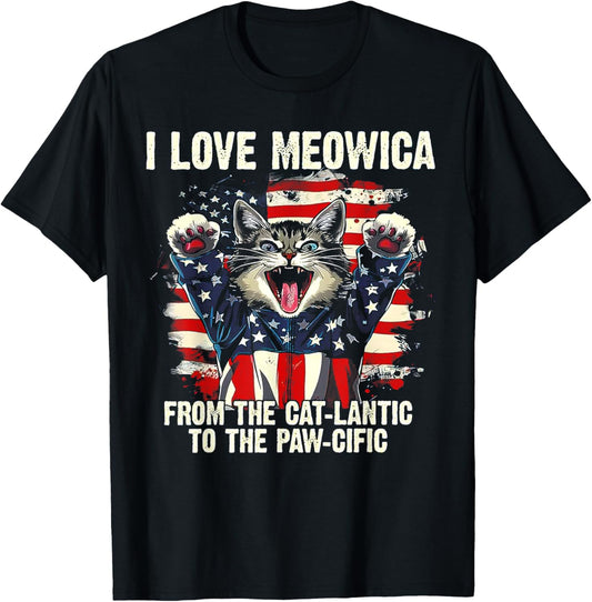 I Love Meowica From The Cat-lantic To The Paw Cific T-Shirt