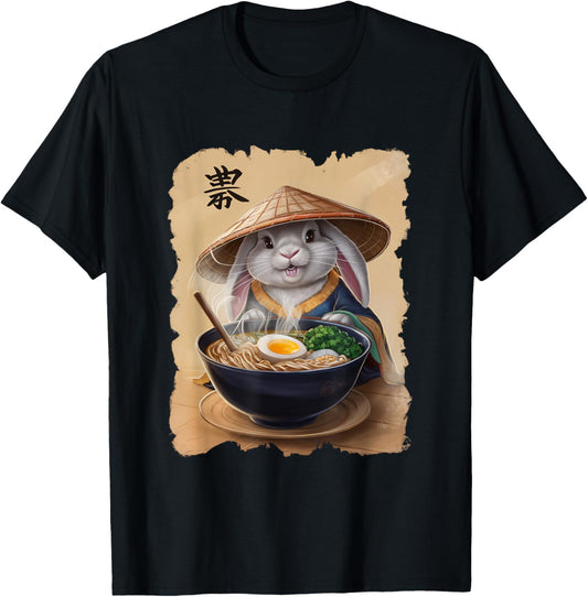 Bunny Men Woman Kawaii Eating Ramen Japanese Rabbit T-Shirt