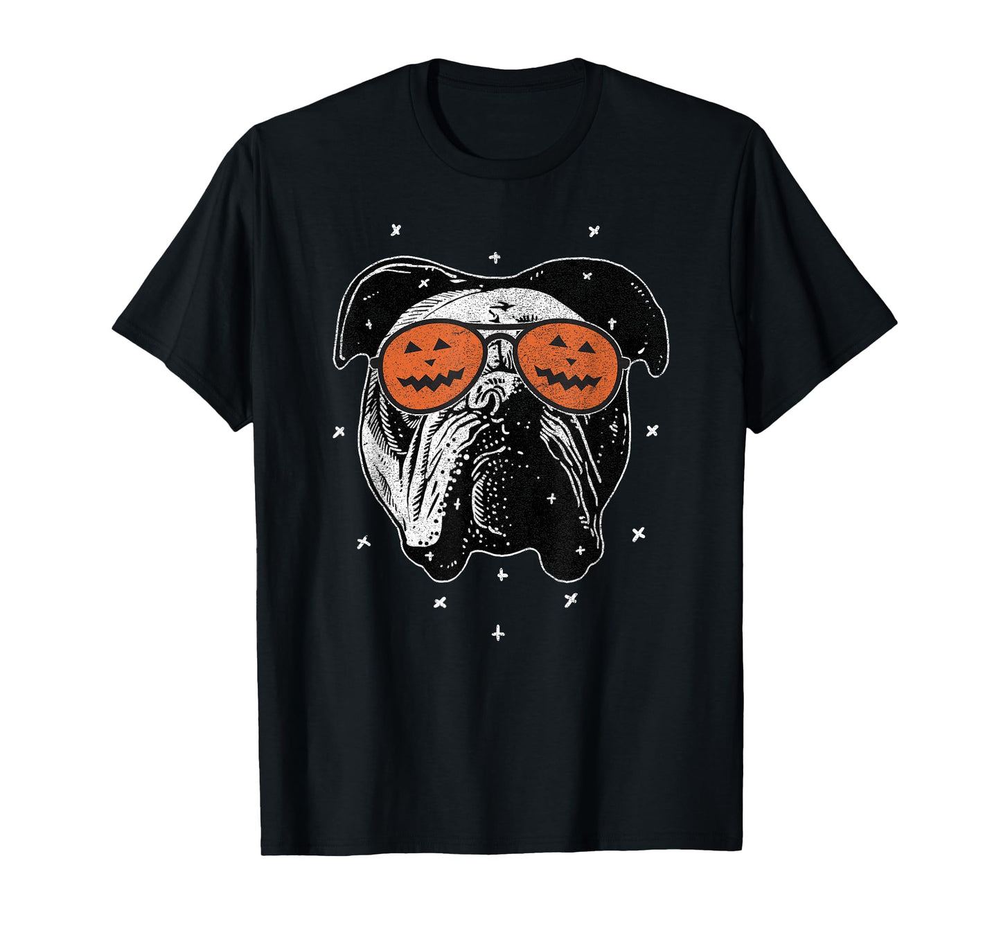 English Dog Wearing Pumpkin Sunglasses | Halloween Bulldog T-Shirt for Men Women Kids