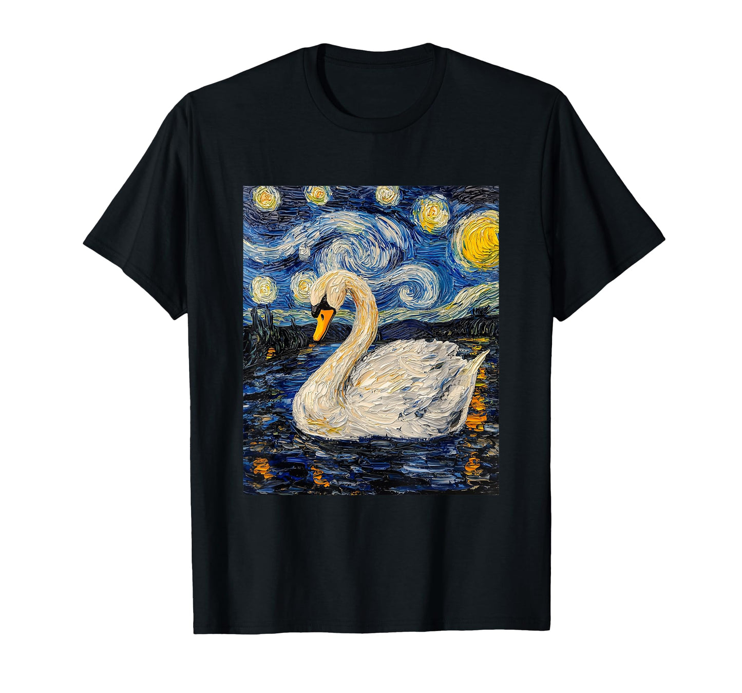 Cute Swan Bird - Van Gogh Style - Starry Night T-Shirt