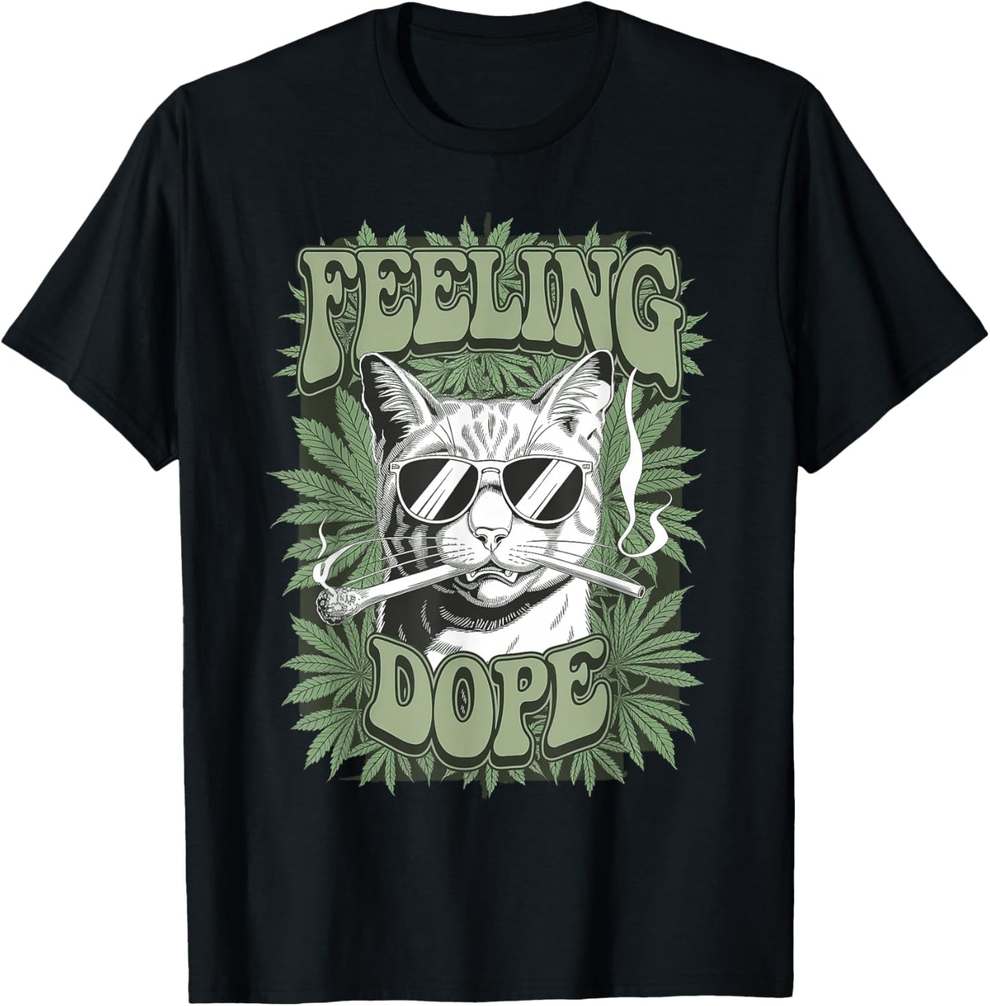 Cat Feeling Dope Smoking Weed Cannabis Marijuana 420 Pot T-Shirt