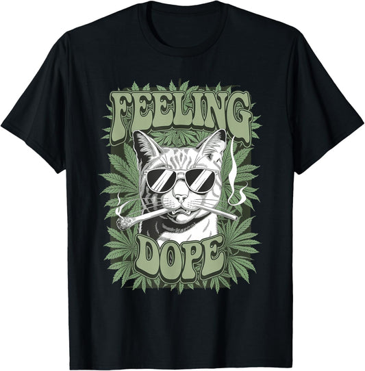 Cat Feeling Dope Smoking Weed Cannabis Marijuana 420 Pot T-Shirt