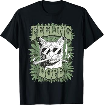 Cat Feeling Dope Smoking Weed Cannabis Marijuana 420 Pot Men Women T-Shirt