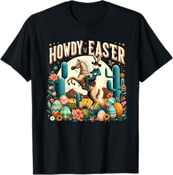 Howdy Easter Cowboy Bunny Western Theme Easter Day Costume T-Shirt