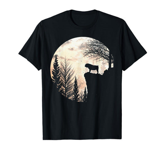 Bulldog Silhouette Dog Scary And Moon Halloween Costume T-Shirt