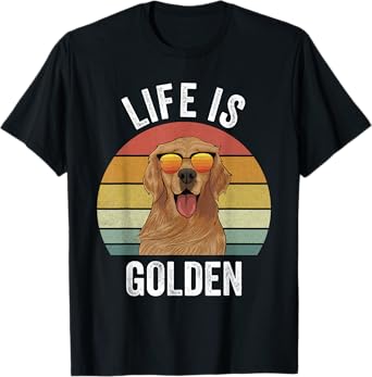 Retro Golden Retriever Funny Dog T-Shirt for Men Women Girls Kids