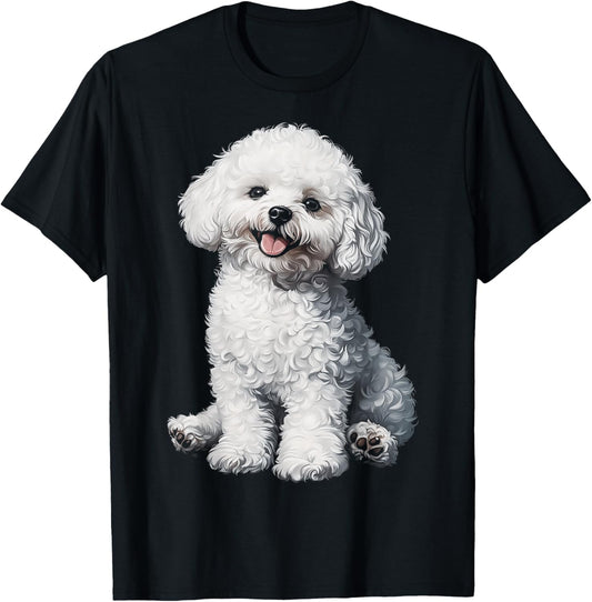 Bichon Frise Dog Motif Pet Illustration Bichon Frise T-Shirt