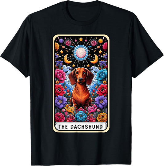 Dachshund Dog Tarot Card Floral Mom Dachshund Dad Weiner Dog T-Shirt