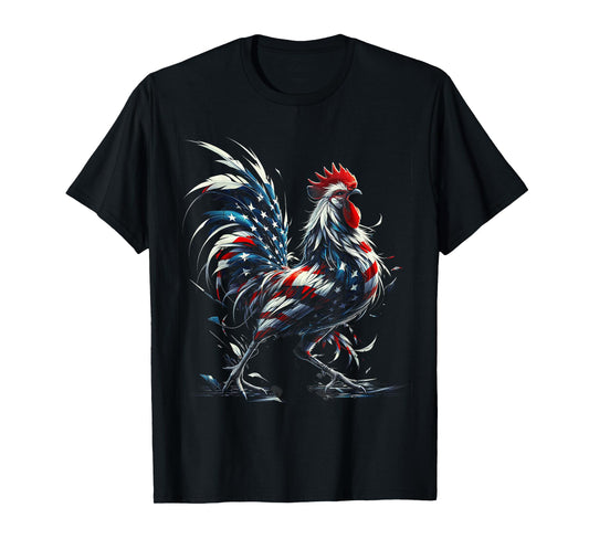 American Flag Rooster Chicken 4th of July Animal T-Shirt