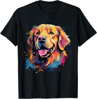 Colorful Golden Retriever Dog T-Shirt
