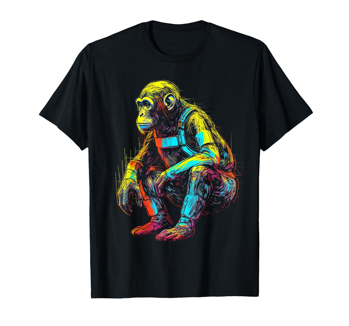 Monkey Fanatsy Chimpanzee Colourful Art Animal Motif Monkey T-Shirt