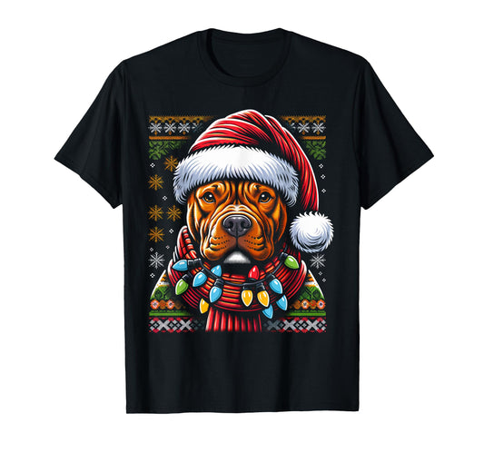 Christmas Pit bull Xmas Pit Bull Mom Dog Lover Santa Womens T-Shirt