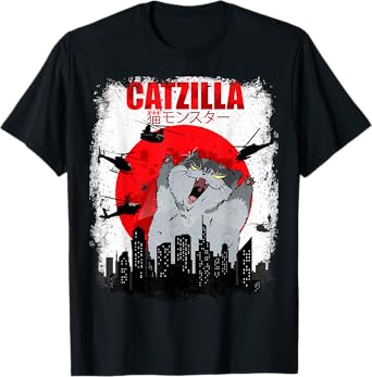 Catzilla Cat Japanese Art Funny Pet Lovers Cat For Men Women T-Shirt