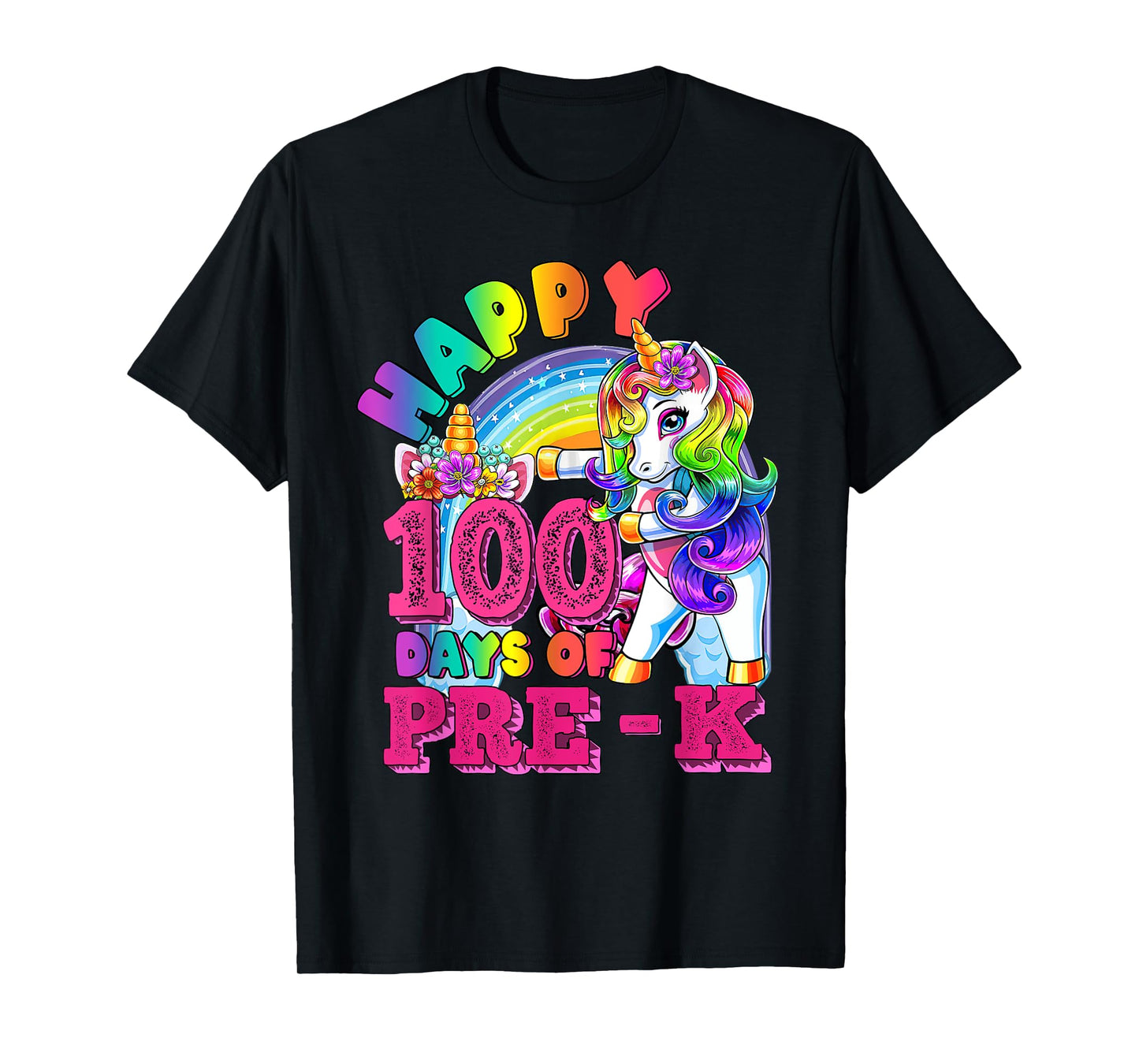 Dabbing Unicorn 100th Day Of School Pre-K Kid Girls Teacher T-Shirt