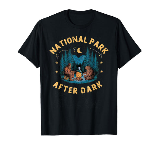 National Park After Dark Funny Bigfoot Alien Camping T-Shirt