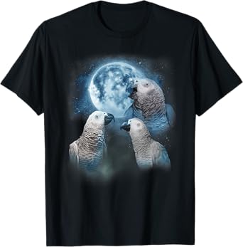 African Grey Parrot Shirt - Howling at the Moon Parrot T-Shirt