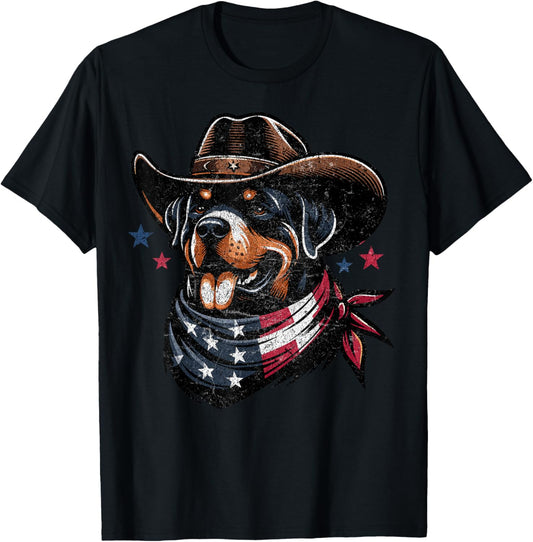 Rottweiler Cowboy 4th of July American Flag Stay Cool Men T-Shirt