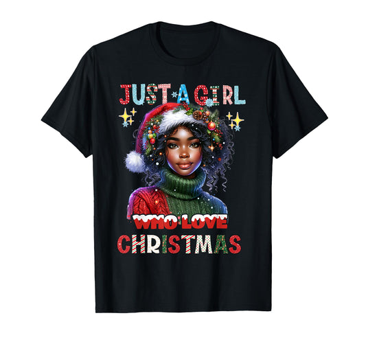 Black African Girl American Melanin Christmas Santa Xmas T-Shirt
