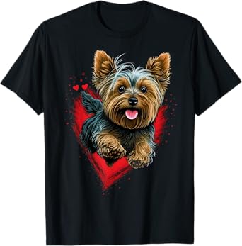Cute Yorkshire Terrier Dog on Yorkshire Terrier Lover T-Shirt