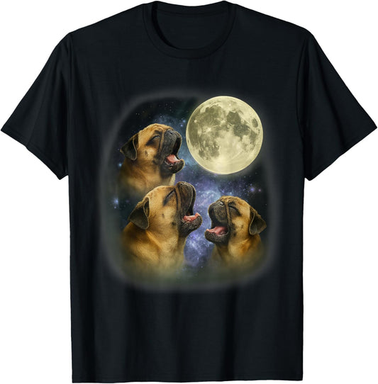 Three Pugs Howling at the Moon Funny Magical Cursed Meme T-Shirt