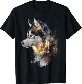 Siberian Husky Dog Motif Pet Illustration Siberian Husky Men Women Kids T-Shirt