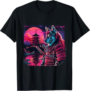 Japanese Warrior Japanese Ninja Pagoda Samurai Akita Dog T-Shirt