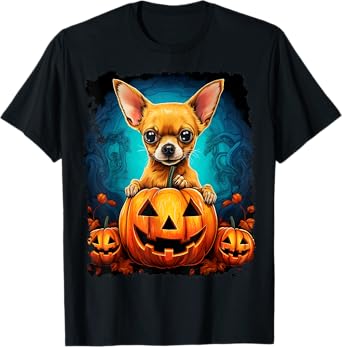 Pop Art Dog Chihuahua Halloween T-Shirt for Men Women Kids
