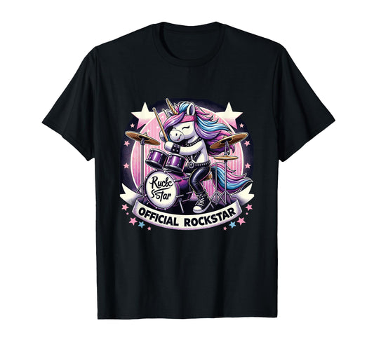 Funny Unicorn Drums Rockstar Band official rockstar T-Shirt