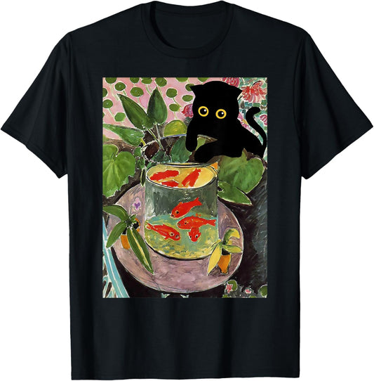 Henri Matisse Goldfish and cat famous Artwork painting T-Shirt