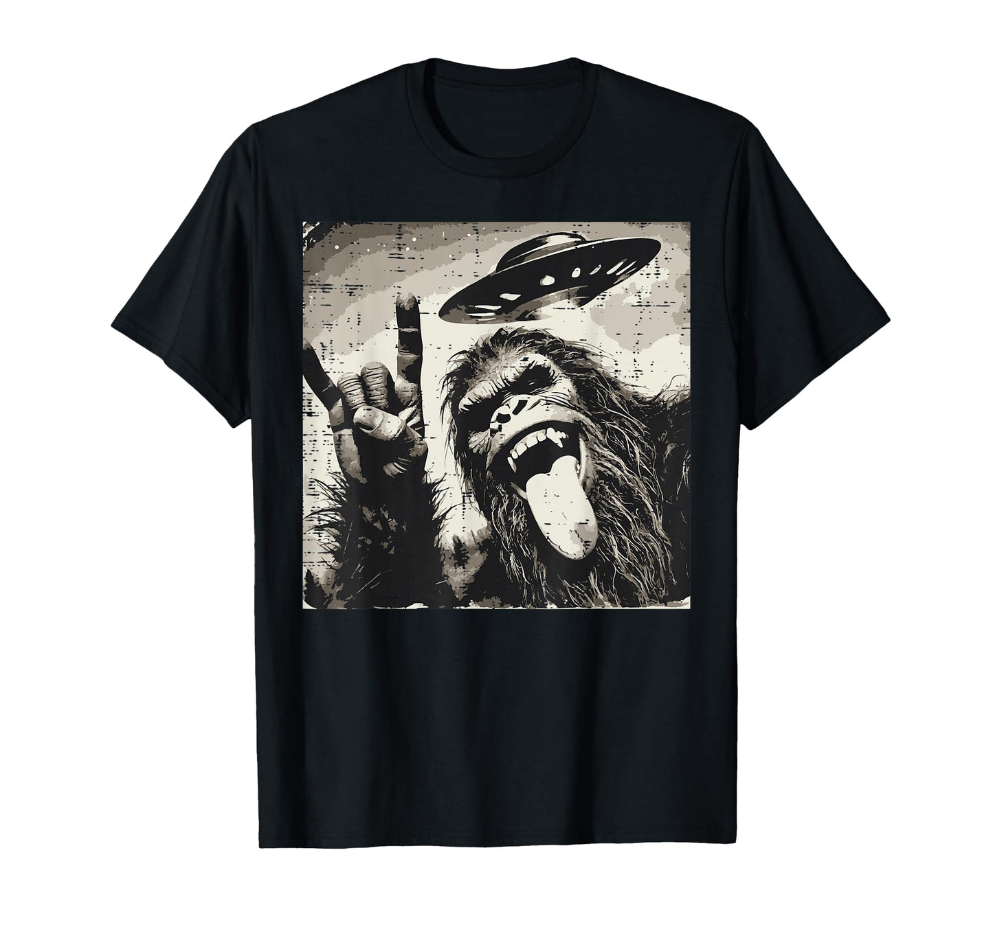 Bigfoot Rocker Tongue Ufo Selfie Sasquatch Rock Men Boys Kid T-Shirt
