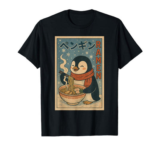 Vintage Japanese Noodle Cute Kawaii Anime Penguin Ramen Love T-Shirt