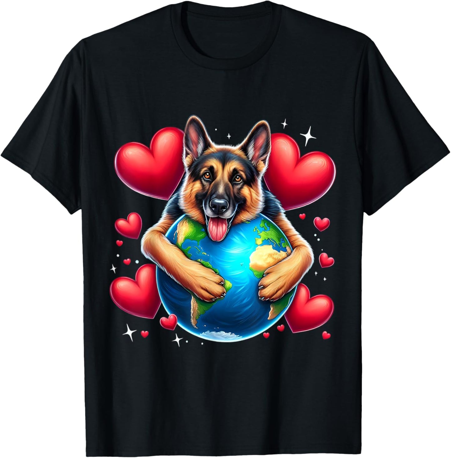 German Shepherd Earth Day Hug Love Dog Owner Planet Lover T-Shirt