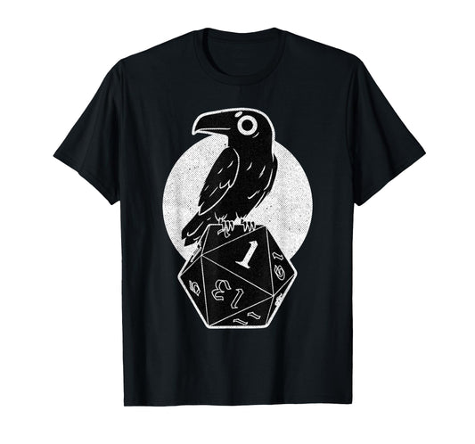 Vintage Funny Crow Cute Dark Bird Retro Roll Dice Game T-Shirt