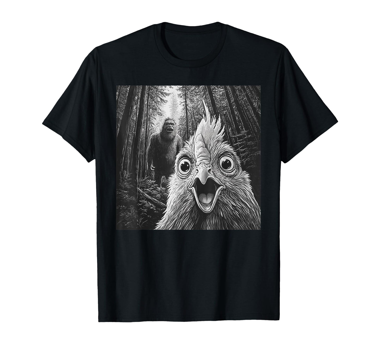 Chicken Selfie With Bigfoot Sasquatch Funny T-Shirt