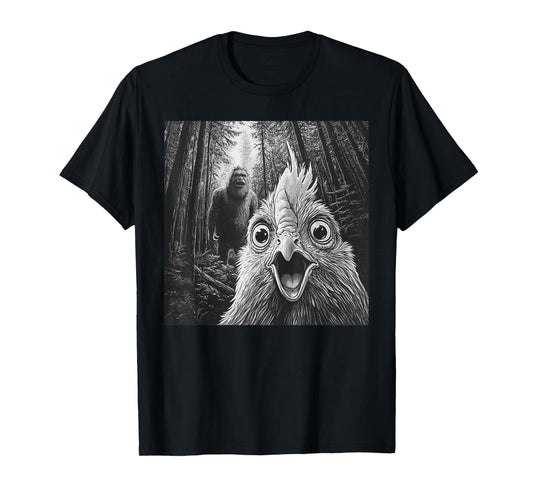 Chicken Selfie With Bigfoot Sasquatch Funny T-Shirt