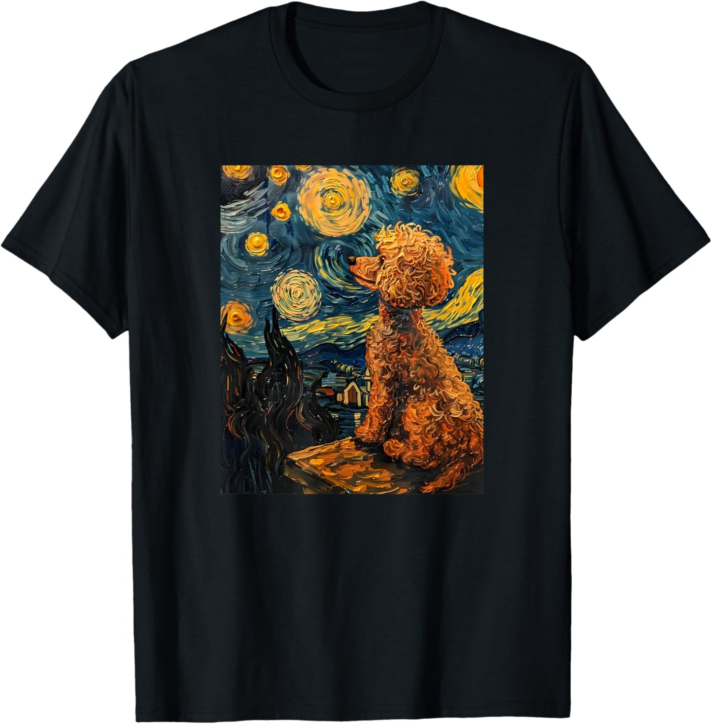 Cute Van Gogh Poodle Dog Starry Night Funny Women & Men T-Shirt