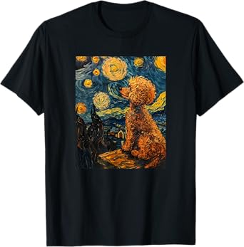 Cute Van Gogh Poodle Dog Starry Night Funny Women & Men T-Shirt