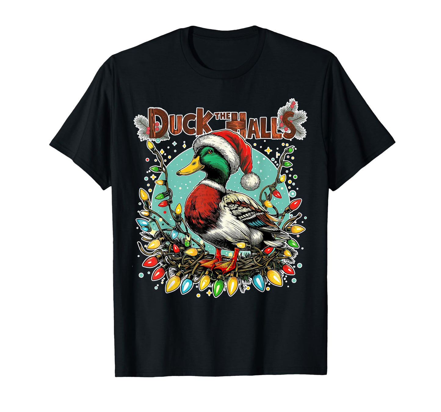 Retro Duck Christmas Lights Merry Ducking Christmas Animal T-Shirt