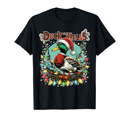 Retro Duck Christmas Lights Merry Ducking Christmas Animal T-Shirt