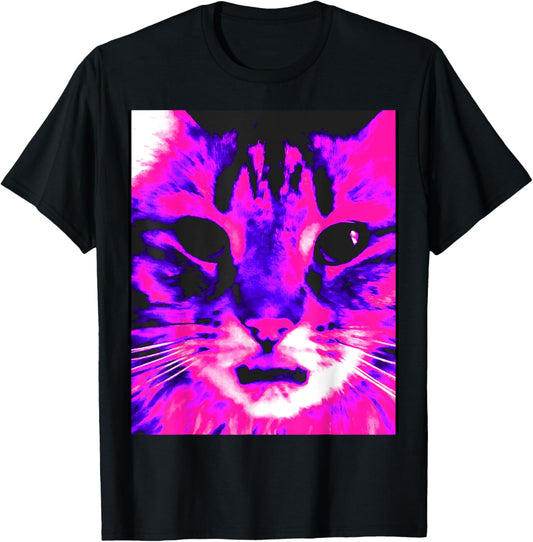 Meelm the Purple Cat Black T-Shirt
