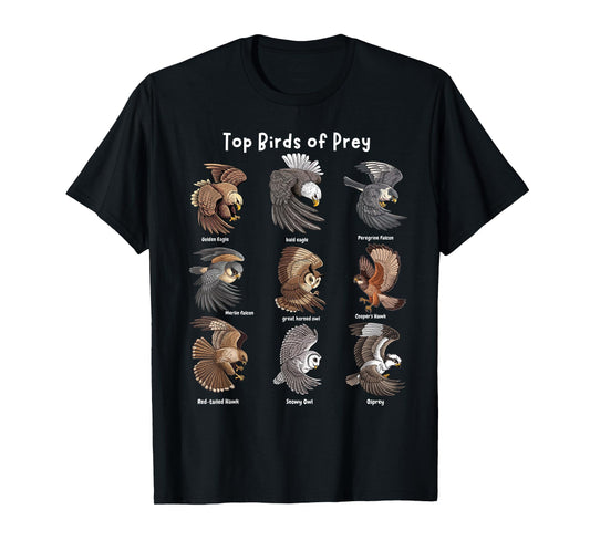 top Birds of Prey Educational top world predatory bird lover T-Shirt