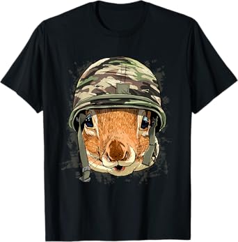 Squirrel Soldier Veteran Army Squirrel Rodent Animal Lover T-Shirt