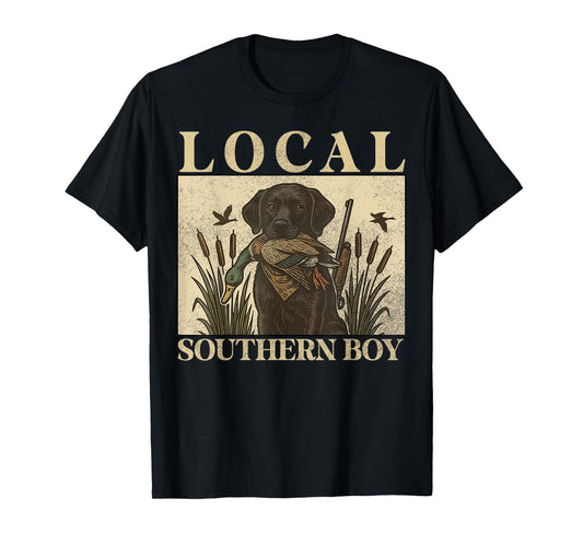 Local Southern Boy Duck Hunting Black Lab Outdoor Vintage T-Shirt