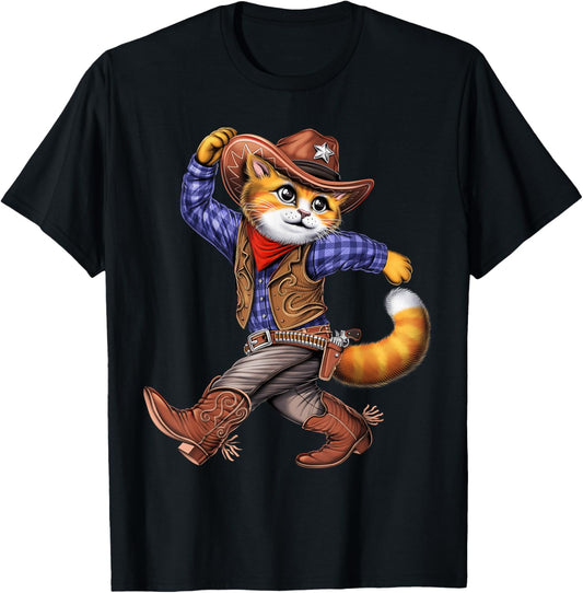 Cat Cowboy Western Country Rodeo Funny Cat T-Shirt