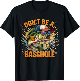 Don't Be A Basshole Bass Fish Funny Fishing Watercolor T-Shirt