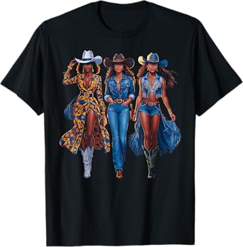 Black Cowgirl Western Tee Rodeo Country Women Juneteenth T-Shirt